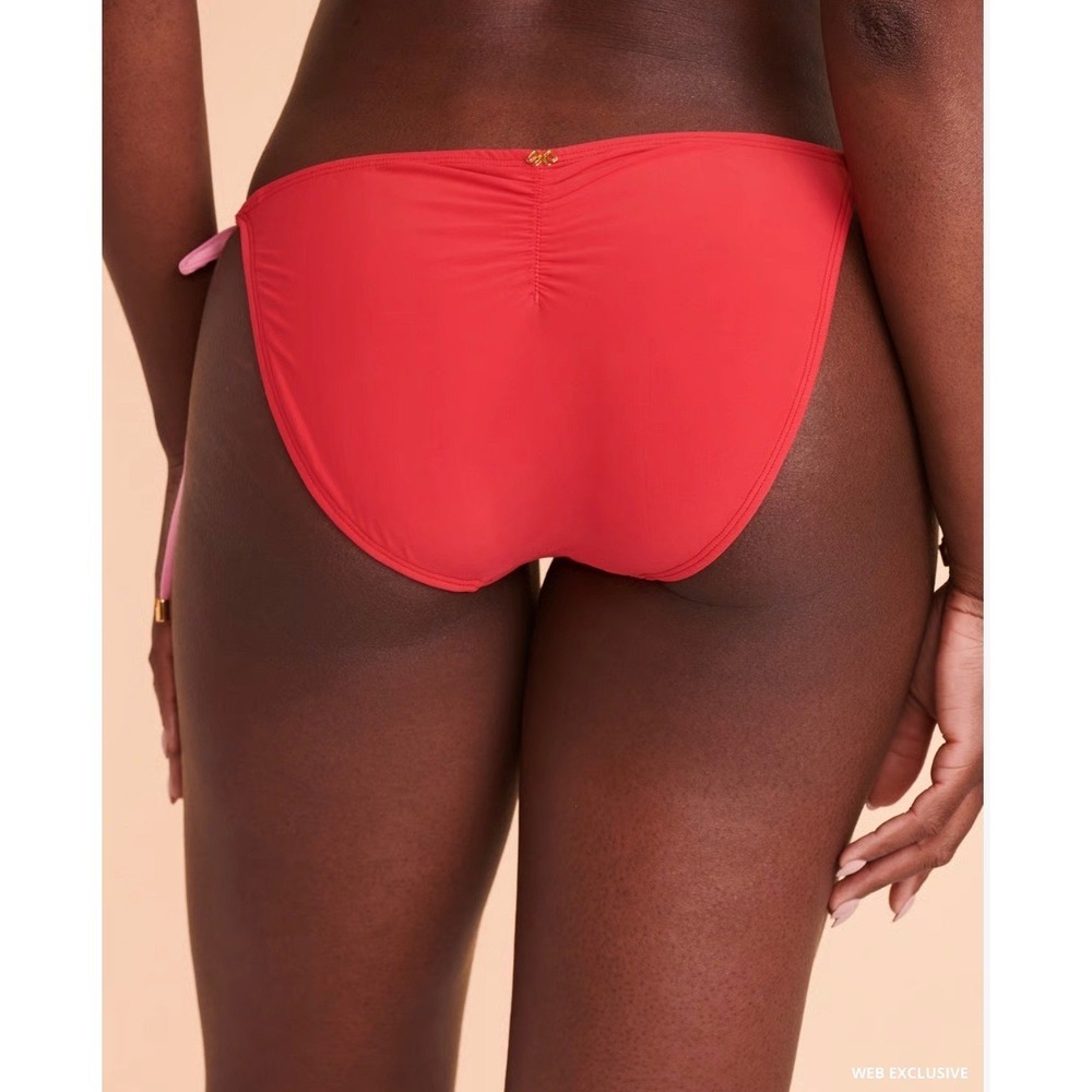 PQ Swim Avalon Stitched Tie Teeny Bikini Bottom Red Pink Orange AVA-650T Small - Picture 2 of 9